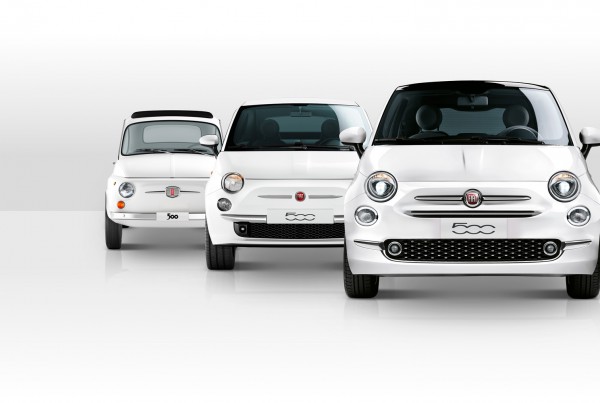 Fiat; 500; white; three; cars; overview; 3d; cgi; billboard; wit; drie; auto
